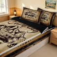 thumbnail image 3 of Erosebridal Happy Camping Camper Zipper Twin Comforter Sets with Fitted Sheet and 2 Pillowcases, Brown Lodge Cabin Zipper Bedding Set, 3 of 7