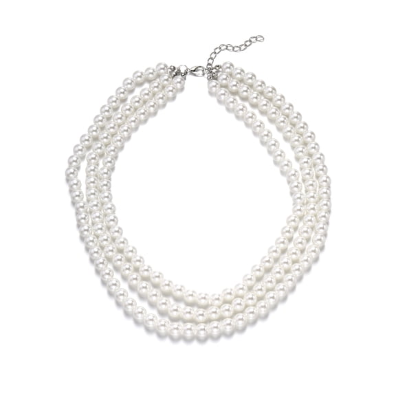 JINZJ Gold Necklace for Women, Faux Pearl 3 Layer Necklace Elegant Faux Pearl Beaded Choker Necklace For Women, Christmas Necklace, Birthday, Valentine's Day, and Mother's Day Gifts