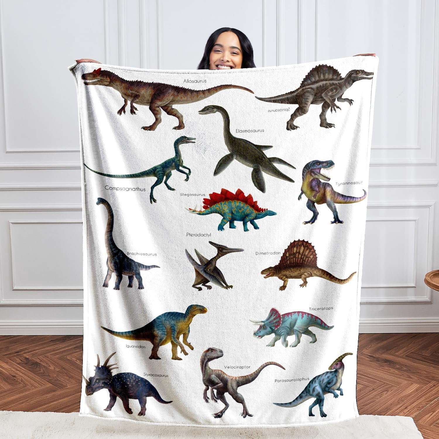 Kids Fleece Dinosaur Blanket for Boys Soft Throw Blanket with Dinosaur Print Birthday Christmas Halloween Dinosaur Decor for Children 60"x80"