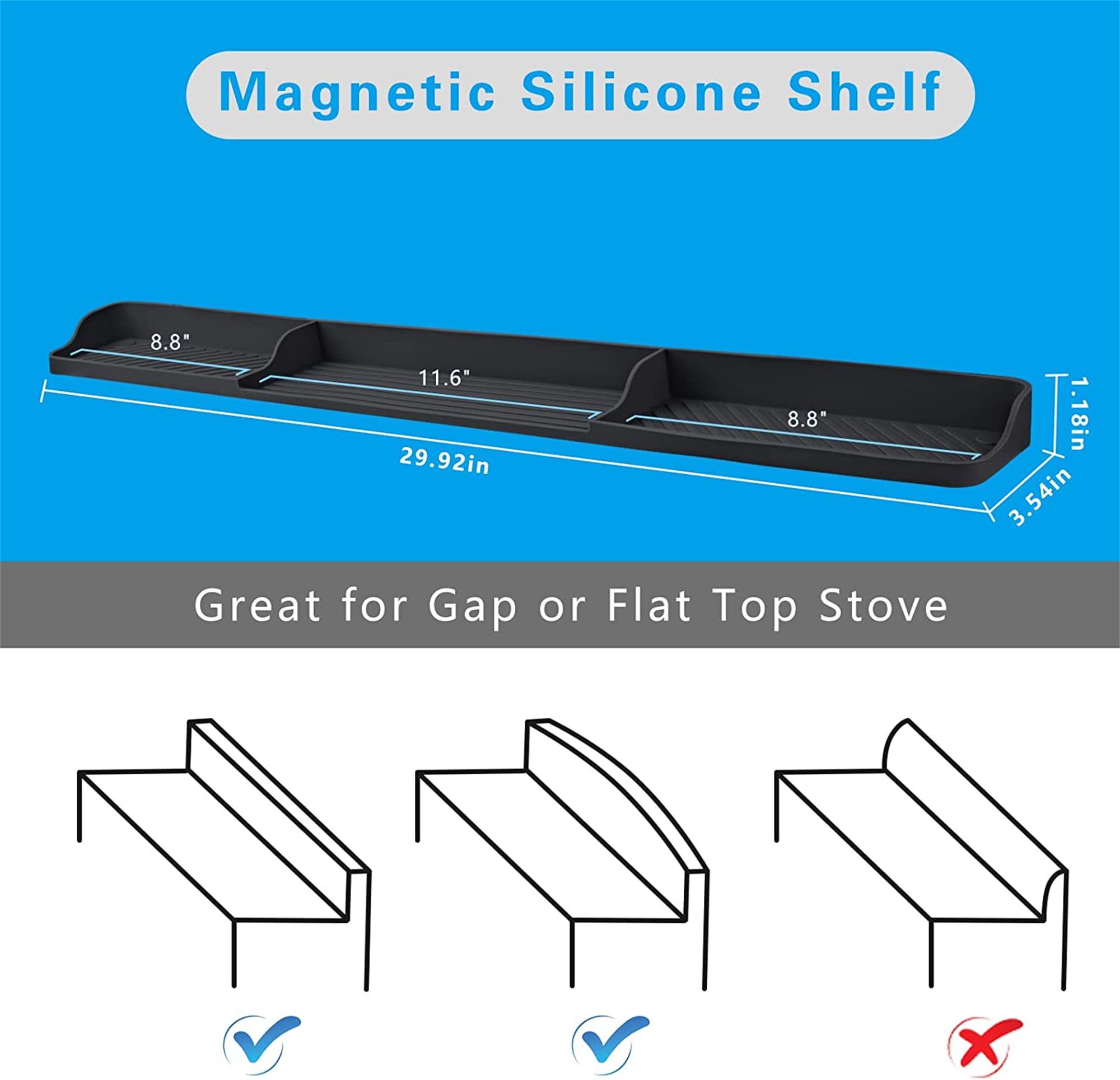 30 Inch Silicone Magnetic Stove Top Shelf, Kitchen Shelf Over Stove Spice  Rack Apartment Must Haves Kitchen Gadgets for Above Stovetop Seasoning