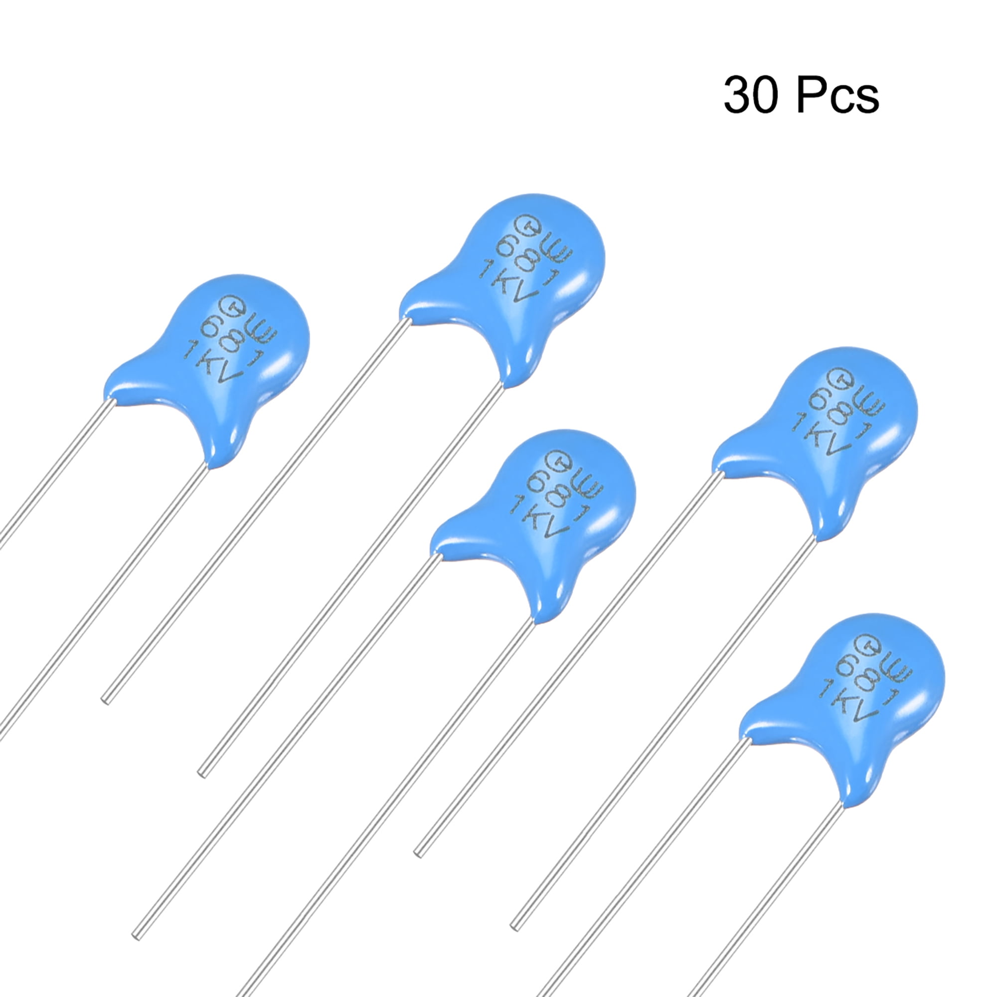 Ceramic Capacitor Kit 1KV 680PF Disc Capacitors for DIY Electronic Circuit, Pack of 30, Blue