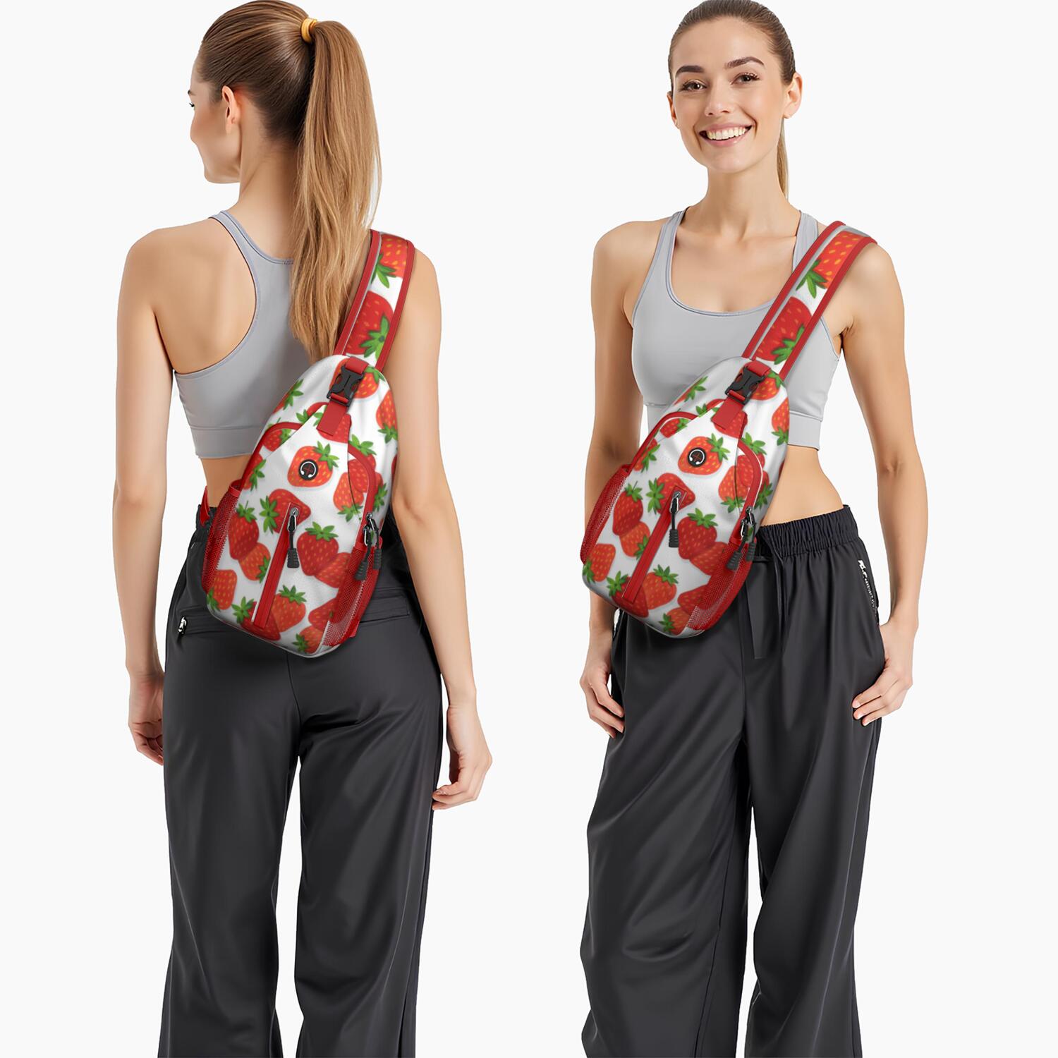 Sling Backpack Crossbody Shoulder BagHiking Sling Backpack for Men Women Travelers Strawberry