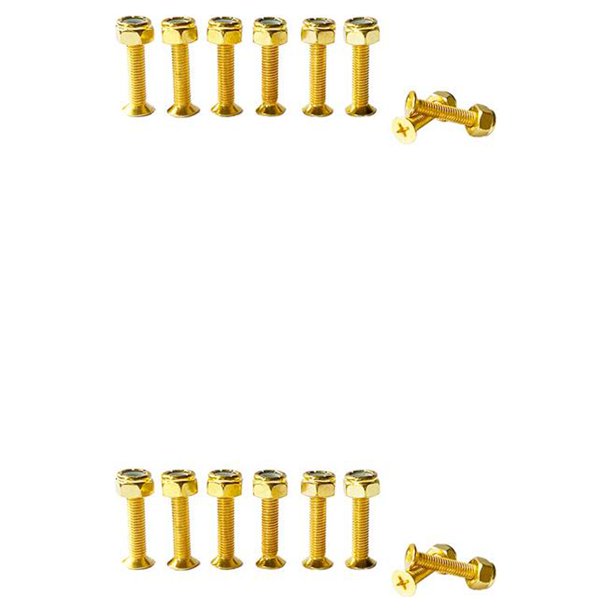 Wosthever Kit de tuercas de clavos para puente de monopatín, reemplazo de Hardware de Longboard, reparación profesional, tornillos de embarque, Oro 25mm 2Conjunto