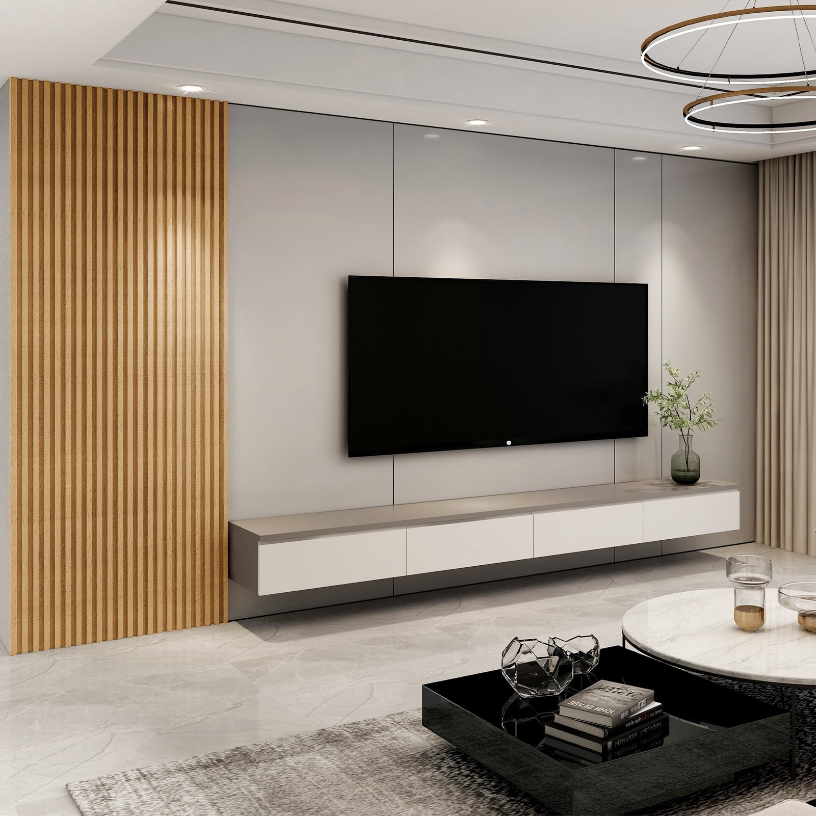 Art3d Slat Wall Panel,WPC Acoustic Diffuser 3D Wall Panel,8 Pieces 96x6 inch-Oak(32 sq.ft/Case)