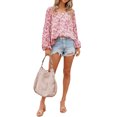 thumbnail image 4 of Sunloudy, camiseta de gasa de manga larga para mujer, estampado Floral, jerséis casuales elegantes con cuello en V, Tops de oficina, ropa de calle Sunloudy moda, 4 of 10