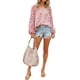 thumbnail image 4 of VISgogo, camiseta de gasa de manga larga para mujer, estampado Floral, jerséis casuales elegantes con cuello en V, Tops de oficina, ropa de calle VISgogo moda, 4 of 9