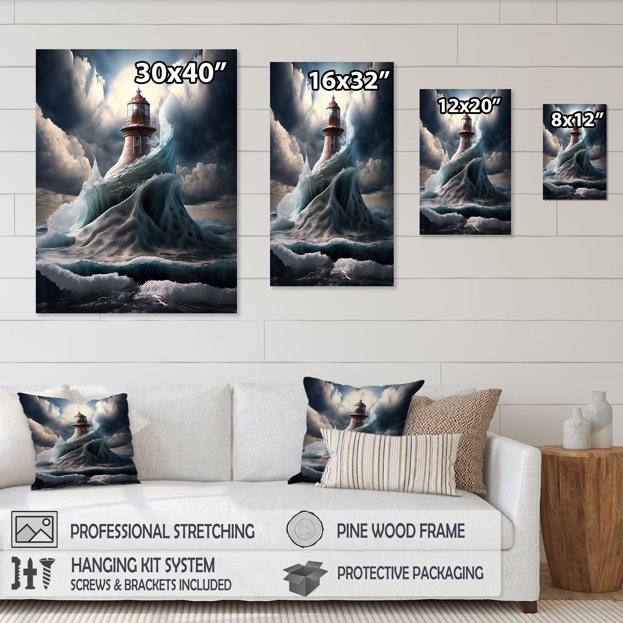 Designart Fantasy Lighthouse In The Arctic Ocean VI Canvas Wall Art