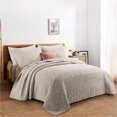 thumbnail image 1 of UNIKOME Lightweight 3 Piece Microfiber Coverlet Set Quilted Design, Khaki, Full/Queen, 1 of 5