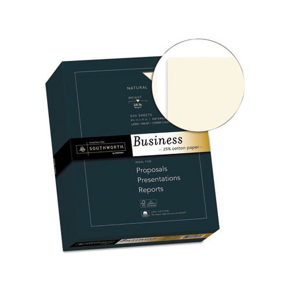 Southworth 25% Cotton Business Paper 24 lb, 8.5 x 11, Natural, 500 Sheets/Ream
