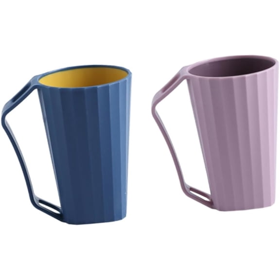 2 pack Bath Rinse Cup, plastic Body Washing Rinser Cup with Easy Grip Handle, for Couples (blue pink)