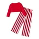 thumbnail image 5 of Odeerbi 1-7 Años Niñas Trajes de Navidad Tops de Algodón Con Nudo de Lazo Delantero de Manga Larga Pantalones de Pata Ancha A Rayas Conjunto de Dos Piezas, 5 of 5