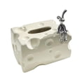 thumbnail image 3 of Bonita funda de cerámica para caja de pañuelos faciales, ideal para oficina, dormitorio y baño. Blanco, 3 of 9