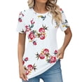 thumbnail image 1 of TSADFHJI Chandails en Molleton pour Femmes Sans Capuche Manches 3/4 2024 T-Shirts Décontractés Col Rond Manches Courtes Plissés Mode Tunique TG Rouge, 1 of 6