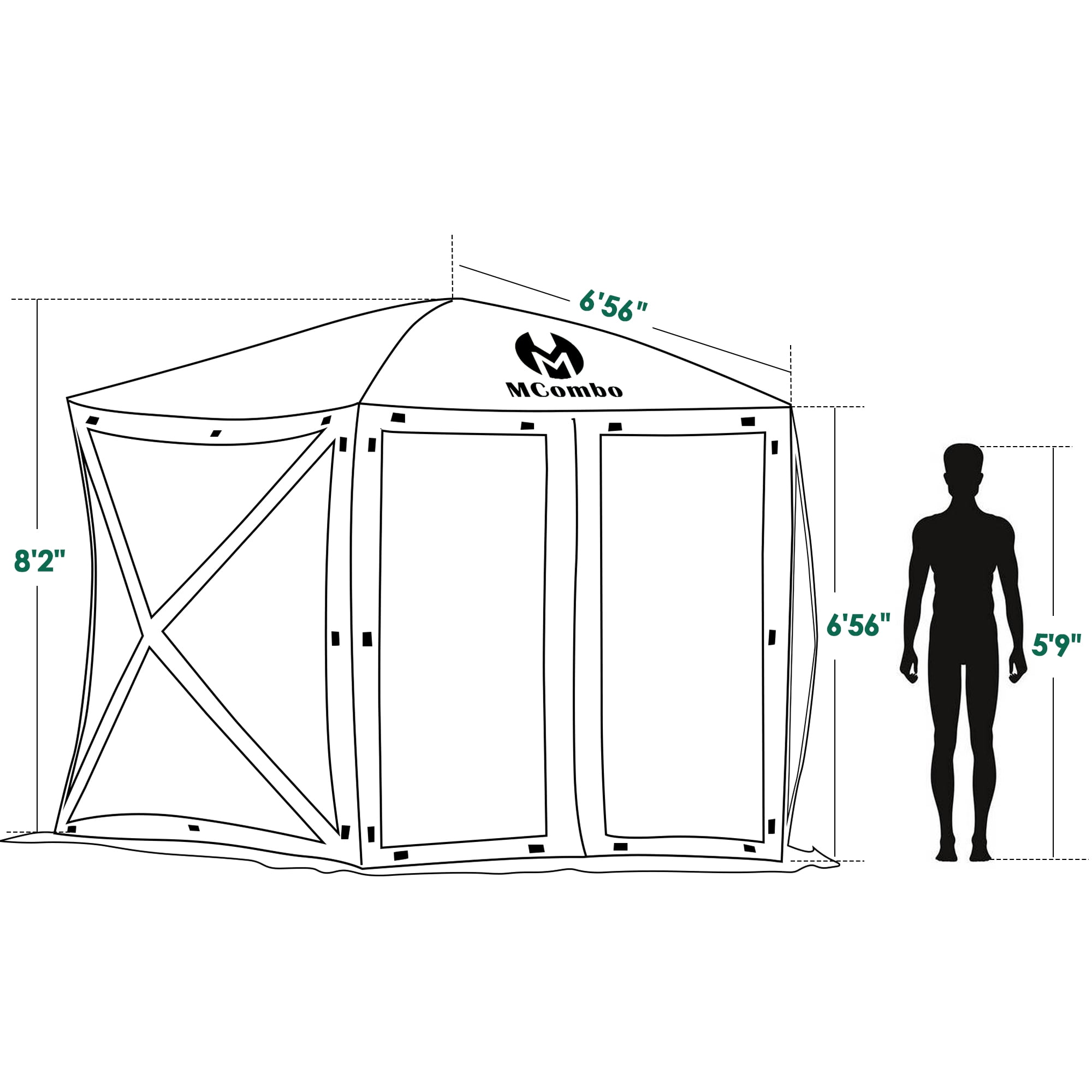 Mcombo 5-Sided Gazebo Portable Pop Up Tent Canopy, Shelter Hub Screen Tent for Outdoor Party (5-7 Persons), 1024-5PC