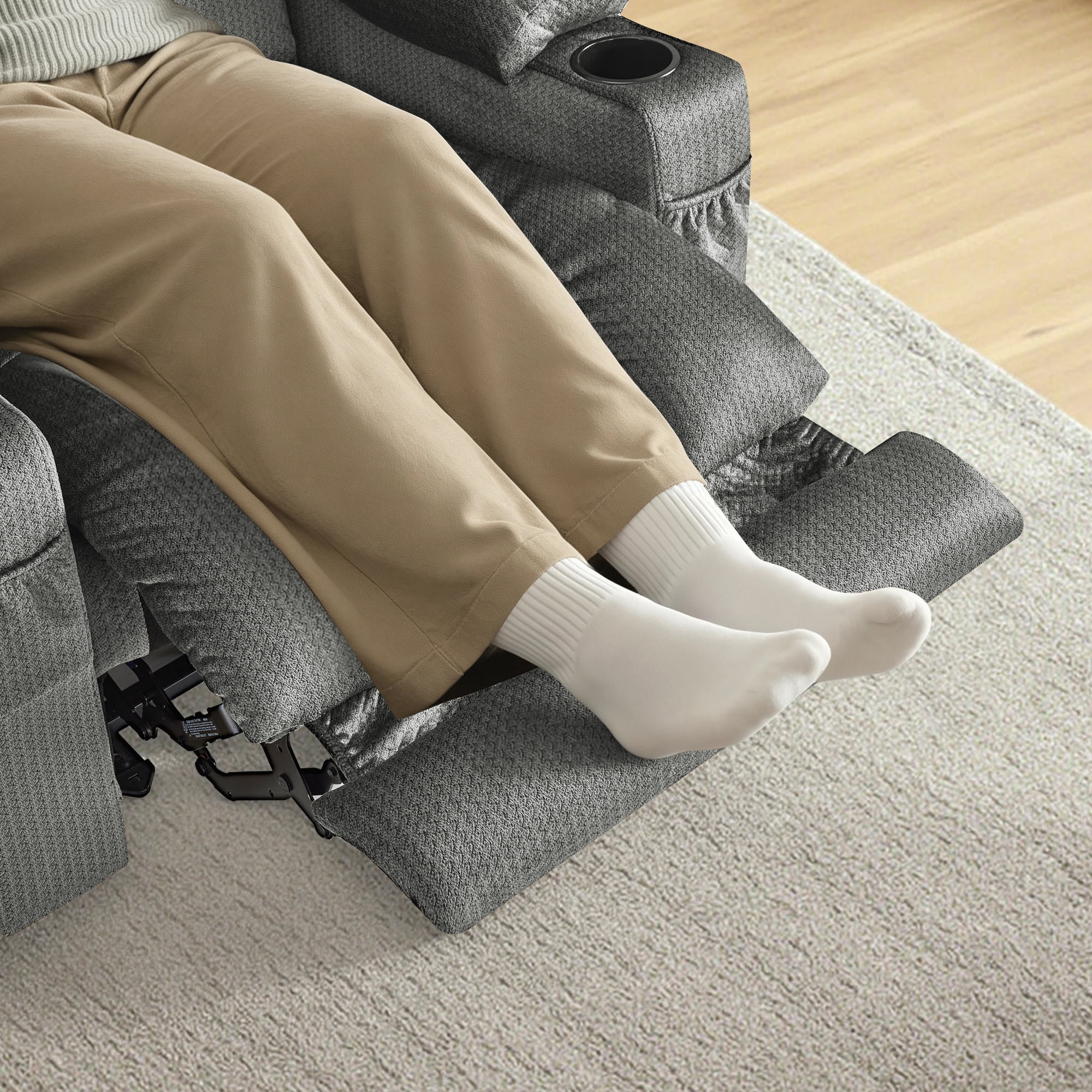 MCombo Electric Power Recliner Chair w/ Massage USB Cup Holders for Living Room Grey Fabric 6079