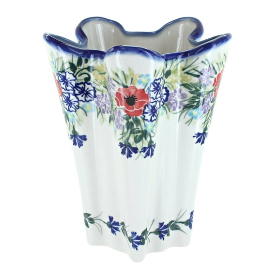 Blue Rose Polish Pottery Indoor Tabletop Summer Garden Large Vase