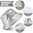 thumbnail image 7 of 2 Pcs Metallic Bucket Hat Unisex Trendy Fisherman Hat Reversible Foldable Packable Cap Double Side Hat, 7 of 7