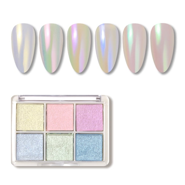Polvo de espejo mágico sólido de seis colores, 3 cepillos de espejo mágico gratis, hechos de vidrio y aluminio coloreado