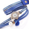 thumbnail image 2 of Reloj de cuarzo con correa de cuero de PU de moda Reloj de pulsera con diamantes de imitación para mujer (azul), 2 of 5