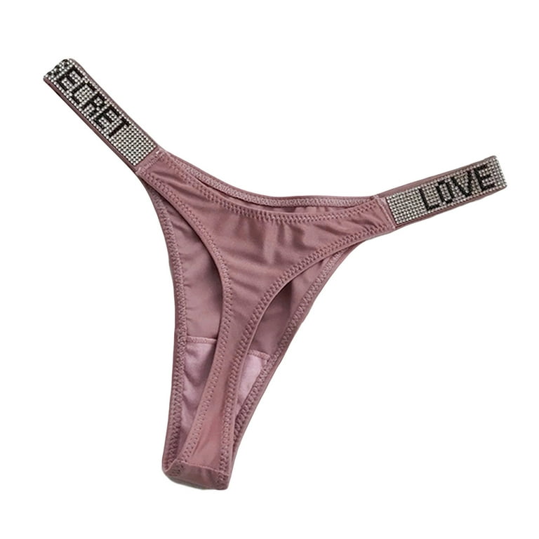 DNDKILG Women's Thongs Underwear No Show Panties Low Rise Sexy G String  Pink L