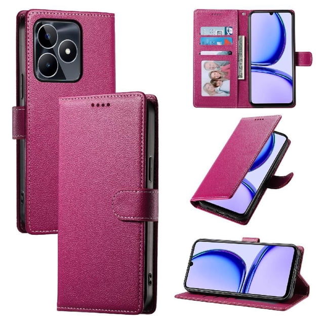 Case for FOXDOCK Realme GT6 5G Wallet Case – Premium Leather, 3 Card Slots, Shockproof Protection