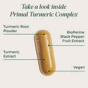 Primal Harvest Turmeric Supplement, Plant Based Turmeric Root Extract with Curcumin & BioPerine, 60ct