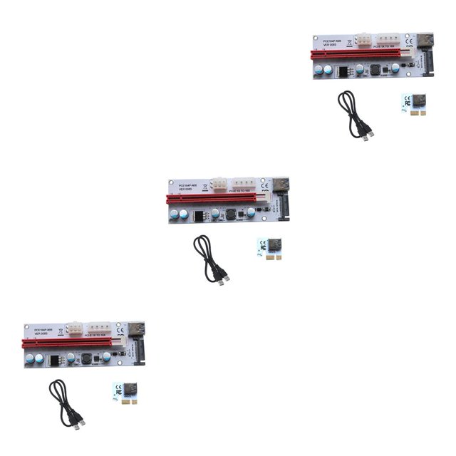 Langgg 6Pcs VER008S 4Pin SATA 6PIN PCI PCIE PCI-E Riser Card 008s 008 Adapter 1X to 16X USB3.0 Extender red 3Set