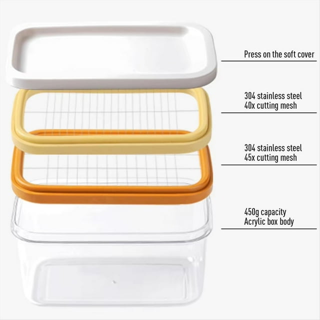 Caja para Cortar Mantequilla y Queso Fresco, Rectangular, con Cortador, para Guardar Mantequilla y Cortar Fácilmente