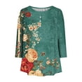thumbnail image 5 of Jsaierl 3/4 Sleeve Womens Tops Casual Button Up Crew Neck Shirts Fashion Graphic Ladies Pleated Blouses Flowy Cotton Tunic Top S-2XL, 5 of 5