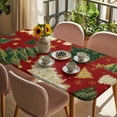 thumbnail image 3 of Christmas Tree Table Cloths for 5 Foot Rectangle Tables, Red Green Xmas Tree Winter Patio Waterproof Elastic Fitted Tablecloths, Washable Rectangular Table Cover for Camping, 3 of 8
