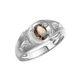 thumbnail image 3 of RYLOS Men's Rings Sterling Silver Rings Classic Designer Style 8X6MM Oval Gemstone & Diamond Ring Smoky Quartz June Birthstone Rings For Men Size 13, 3 of 7