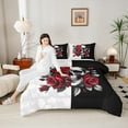thumbnail image 5 of Feelyou Gothic Skull Teens Bedding Comforter Set, Valentine's Day Rose Twin Comforter Sets, Black Red Flower Reversible Bedding Set, Microfiber Bedroom Decor, 2-Piece, 5 of 9