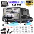thumbnail image 1 of 4'' HD 1080P Car DVR Dash Cam 3 Lens Vehicle Video Recorder Rearview Camera, 1 of 11