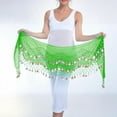 thumbnail image 4 of Women's Belly Dance Hip Scarf Beads Fringe Skirt Wrap for Belly Green-1 Free Size, 4 of 4
