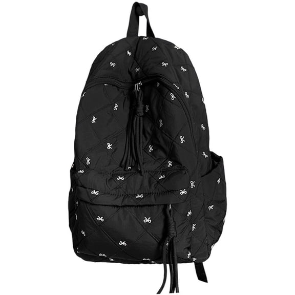 Yvsxxv Black Bow Pattern Large Capacity Backpack, Women School Travel Daily Backpack, 1 Pc