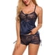 thumbnail image 4 of Conjunto de ropa de dormir de 2 piezas para mujer, encantador, con cuello en V, top sin espalda, pantalones cortos, ropa de dormir, azul, S Inevent XX000230-03, 4 of 7