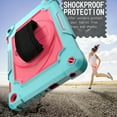 thumbnail image 7 of Dteck Heavy Case for Fire HD 8 Plus Tablet/ Fire HD 8 Case (10th Generation, 2020 Release), Full-body Protection Rugged Shockproof Case with 360 Rotating Stand & Shoulder Strap, Mint/Rose, 7 of 7