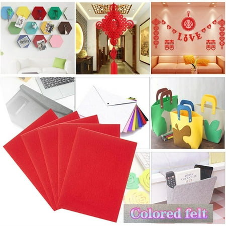 5 Pack Stiff Craft Felt Sheets 9 x 12 Inch Assorted Color Felt Fabric for DIY Crafts Sewing and Crafting Projects 3mm Thick Red