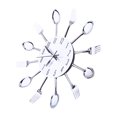thumbnail image 4 of Reloj de pared grande con superficie de espejo 3D, diseño moderno plateado, cubiertos, utensilios de cocina, cuchara, tenedor, bricolaje, 4 of 12