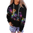 thumbnail image 1 of MPWEGNP Sweat à Capuche pour Femmes, Imprimé Patchwork, Manches Longues, Blouse Décontractée, Design Graphique, Noir, 1 of 5