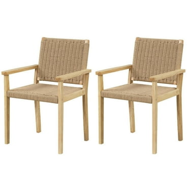 GVN Patio Dining Chairs, Outdoor Chairs,Indoor Outdoor Wood Chair Set of 2-Natural