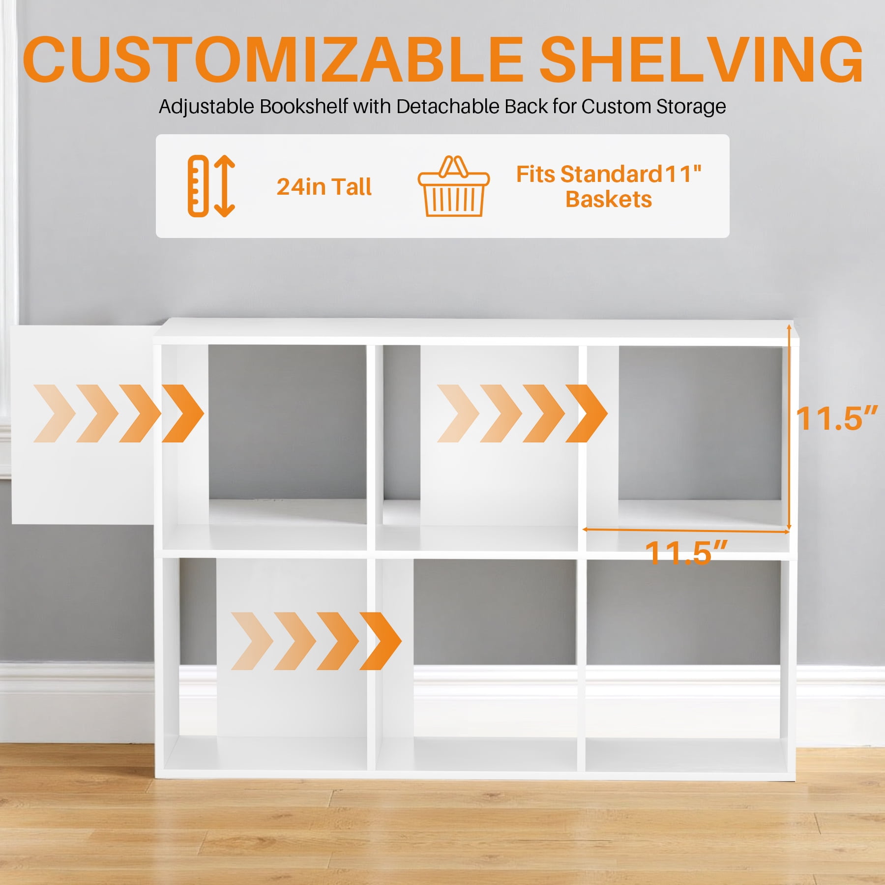 Cube Bookshelf White, 6 Cube Storage Organizer Bookcase, Display Bookcase, TV Stand, for Living Room, Home Office, Bedroom