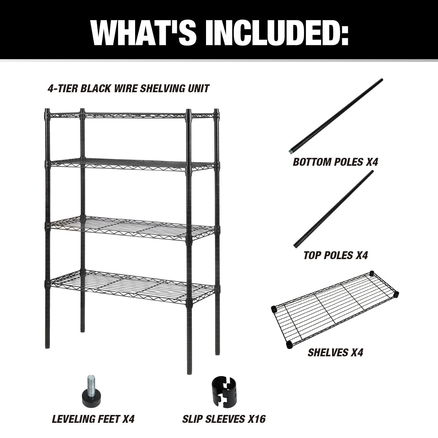 WorkPro 4-Tier Chrome Slim Wire Shelving