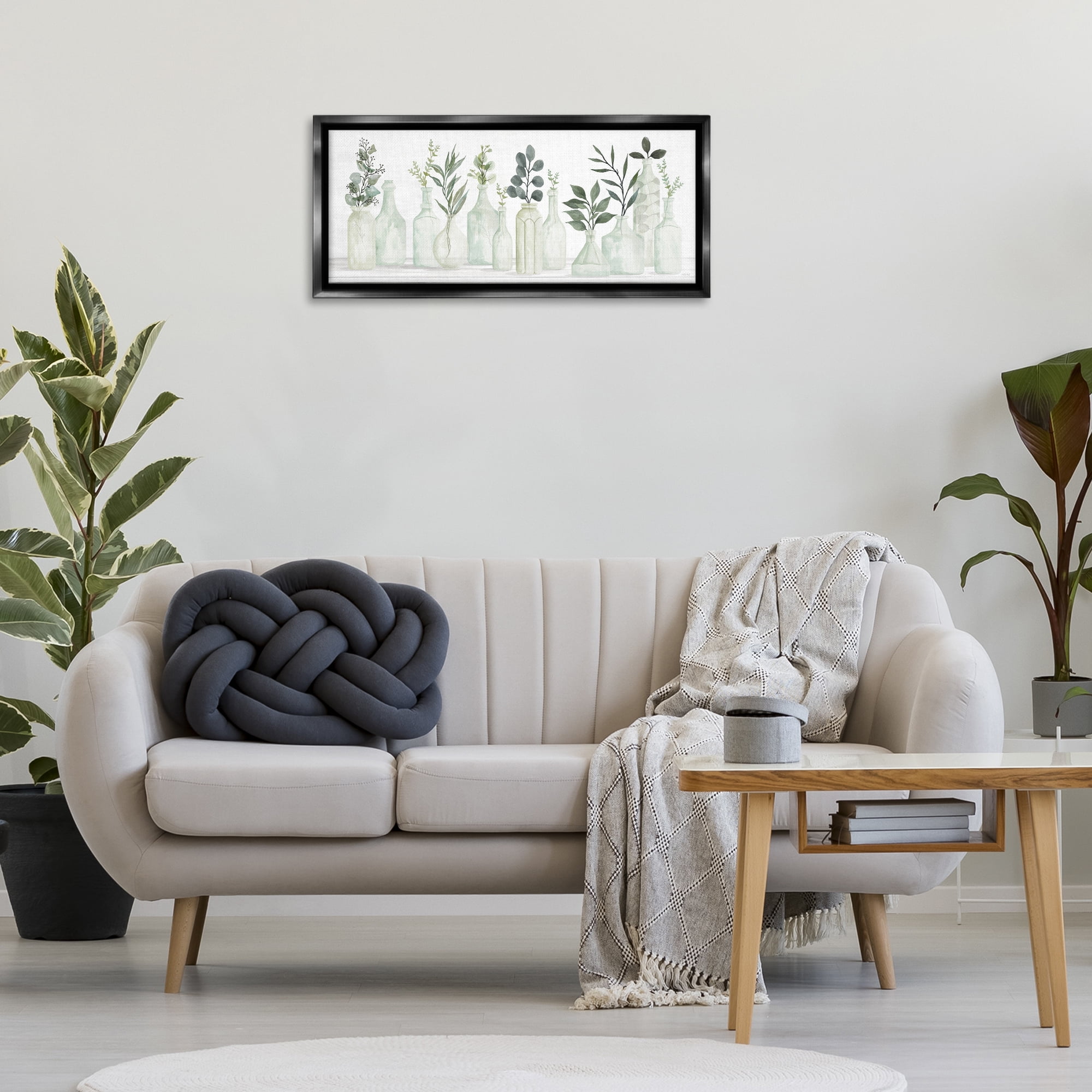 Stupell Industries Country Herb Jars Botanical & Floral Painting Black Floater Framed Art Print Wall Art, 31 x 14
