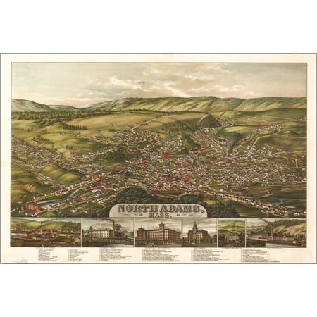 24"x36" Gallery Poster, map of North Adams, Massachusetts 1881