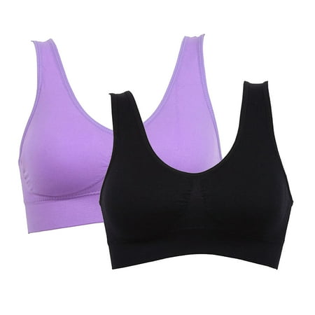 

Wuffmeow Women s 2-Pack Light-Support Seamless Sports Bras Size 3XL