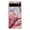thumbnail image 2 of Compatible with Google Pixel 6A Case, Fantastic Marble Patterned Phone Case Anti-Scratch Slim Hybrid Hard Plastic Bumper+Soft Silicone TPU with Ring Kickstand Bumper Shockproof Cover,Rose, 2 of 6