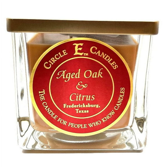 Circle E Candles, Aged Oak & Citrus Scent, Medium Size Jar Candle, 22oz, 2 Wicks
