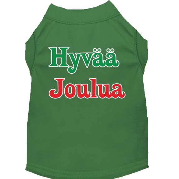 Christmas Screenprinted Dog Shirt, "Hyvaa Joulua"