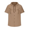 thumbnail image 4 of pstuiky Camisas casuales de manga corta para hombre, Blusa informal de manga corta con capucha, botones y bolsillo con cordón de color sólido para hombre. camisetas de hombre m, 4 of 6